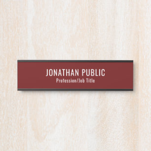 Personalisierte elegante moderne dunkelrote Vorlag Türschild