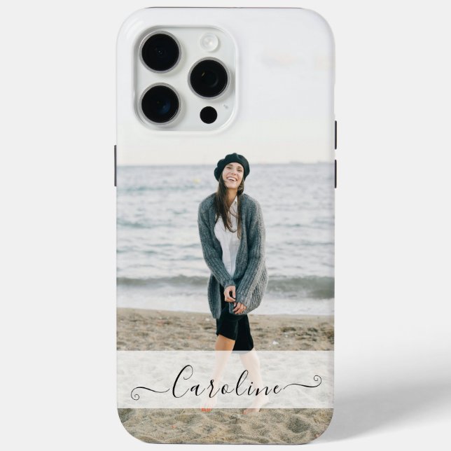 Personalisierte elegante moderne Foto und Name Case-Mate iPhone Hülle (Rückseite)