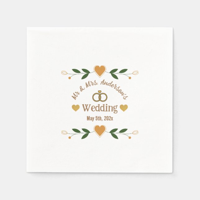 Personalisierte Elegante Moderne White Wedding Par Serviette (Vorderseite)