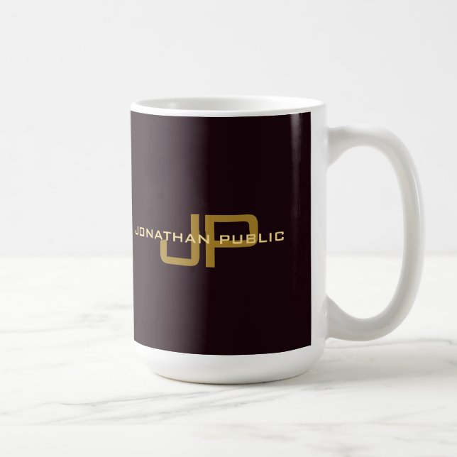 Personalisierte elegante Monogram-Trendy-Vorlage Kaffeetasse (Rechts)