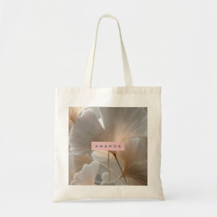 Personalisierte Elegante Neutrale Ginkgoblätter Tragetasche