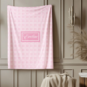 Personalisierte elegante Plaid-Decke in Hellrosa K Fleecedecke