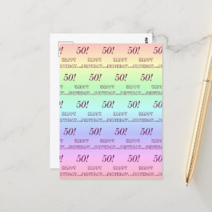 Personalisierte Elegante Regenbogenstreifen 50. Ge Postkarte
