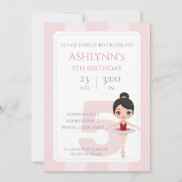 Personalisierte elegante rosa Ballerina-Geburtstag Einladung