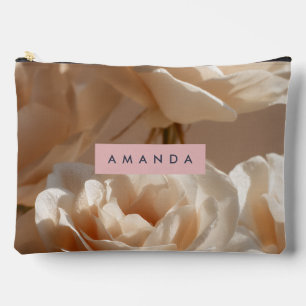 Personalisierte Elegante Rosa Creme-Rosen Blumen Zubehörtasche