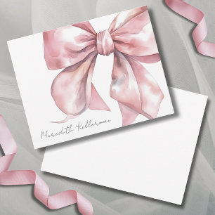 Personalisierte elegante rosa Schleife Danke Mitteilungskarte