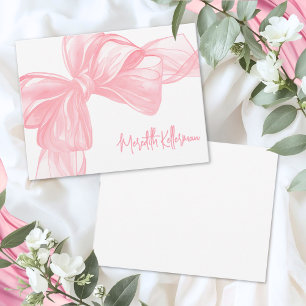 Personalisierte elegante rosa Schleife Danke Notiz Mitteilungskarte