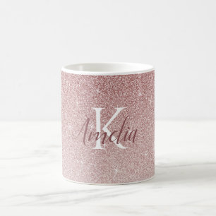 Personalisierte Elegante Rose Gold Glitzer Monogra Kaffeetasse
