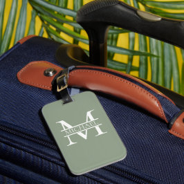Personalisierte elegante Sage Green Monogram & Nam Gepäckanhänger