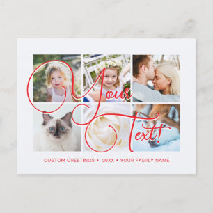 Personalisierte elegante Schrift 6 Fotos Universal Postkarte