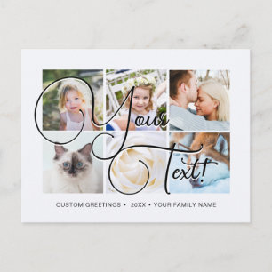 Personalisierte elegante Schrift 6 Fotos Universal Postkarte