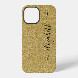 Personalisierte elegante Schrift Gold Glitter iPhone 12 Hülle