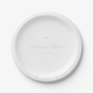 Personalisierte elegante Schrift Rosa Herz Pappteller