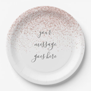 Personalisierte elegante Schrift Rose Gold Glitter Pappteller