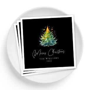 Personalisierte elegante Schwarz-Weiß-Weihnachten Serviette