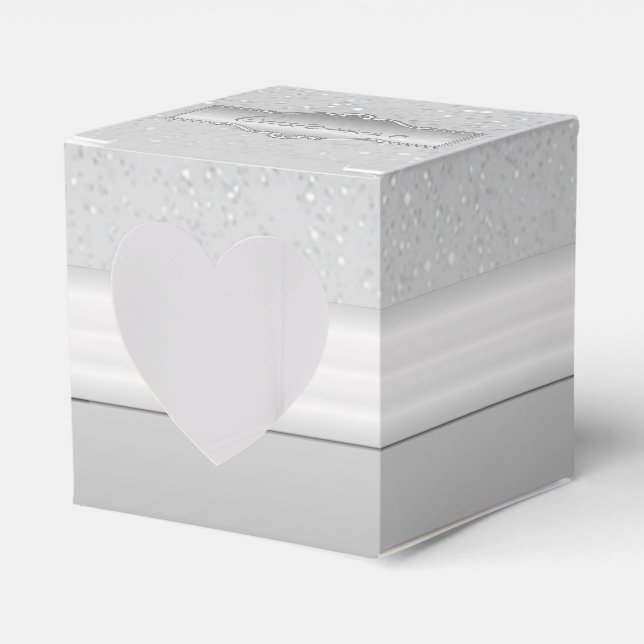 Personalisierte Elegante Silver Sparkle Herz Box Geschenkschachtel (Vorderseite)