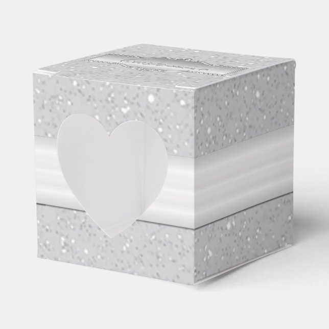 Personalisierte Elegante Silver Sparkle Herz Box Geschenkschachtel (Vorderseite)