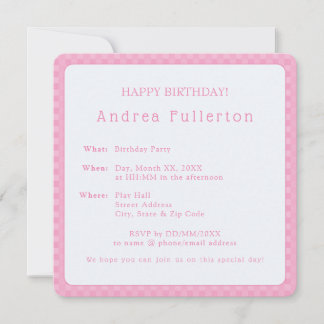 Personalisierte Elegante Simple Pink Geburtstagspa Einladung