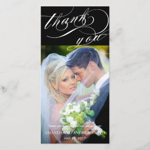 Personalisierte elegante Skript-Hochzeit danken Dankeskarte