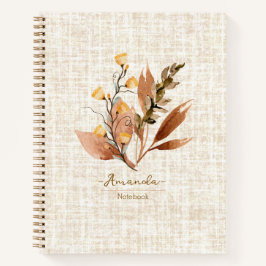 Personalisierte Elegante Textur Wildblumen fallen Notizbuch
