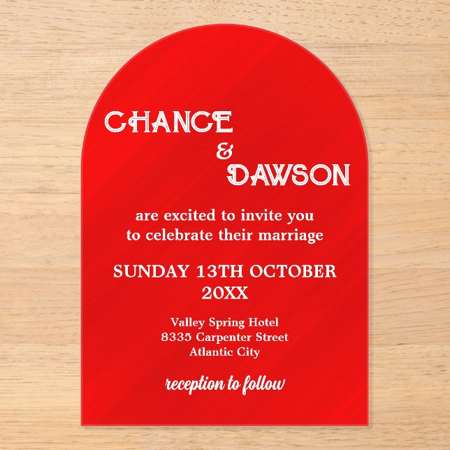 Personalisierte Elegante und moderne Hochzeiten Acryleinladungen (Vorderseite)