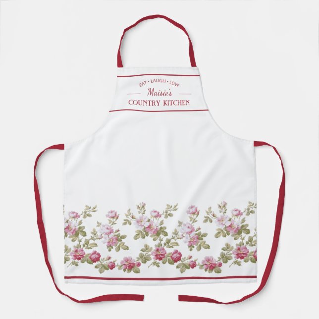 Personalisierte, elegante Vintage Rosenstraße Schürze (Vorderseite)