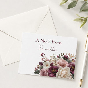 Personalisierte elegante violette Blumenname Mitteilungskarte