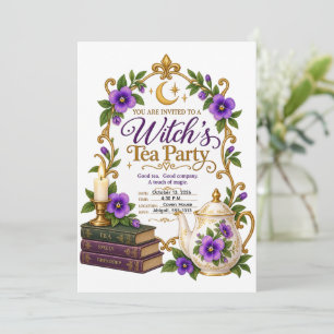 Personalisierte elegante violette Hexen-Teeparty Einladung