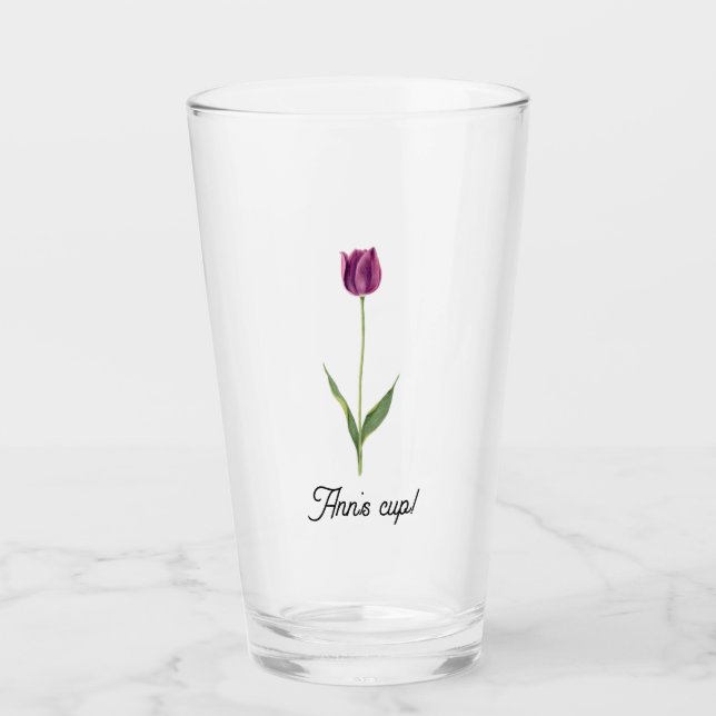 Personalisierte elegante violette Tulpe Glas (Vorderseite)