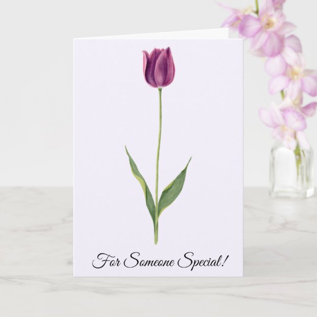 Personalisierte elegante violette Tulpe Karte (Orchidee)