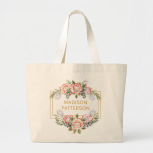 Personalisierte elegante Wasserfarbe Floral Girly  Jumbo Stoffbeutel