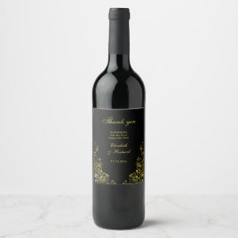 Personalisierte Elegante Wedding Black Gold Vielen Weinetikett