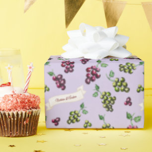 Personalisierte elegante Weintrauben Aquarell nach Geschenkpapier