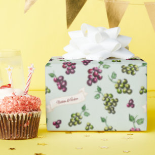 Personalisierte elegante Weintrauben Salbei Aquare Geschenkpapier