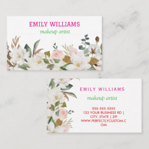 Personalisierte elegante Wildblumen Magnolien & Bl Visitenkarte