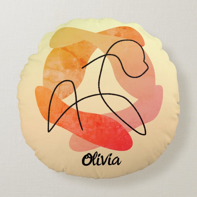 Personalisierte Eleganz und Essenz des Freien Pfer Rundes Kissen (Vorderseite)