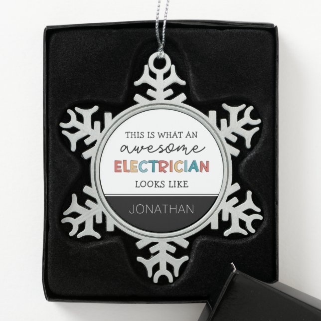 Personalisierte Elektrogeräte Schneeflocken Zinn-Ornament (Box)