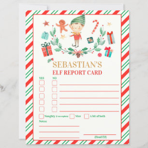 Personalisierte Elf Report Card Elf Urlaubskarte