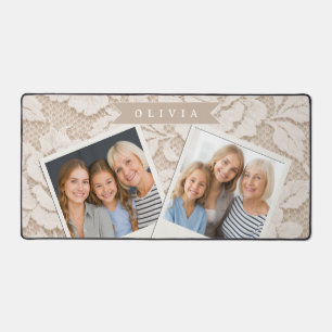Personalisierte Elfenbein-Spitze Braut Hochzeitskl Schreibtischunterlage