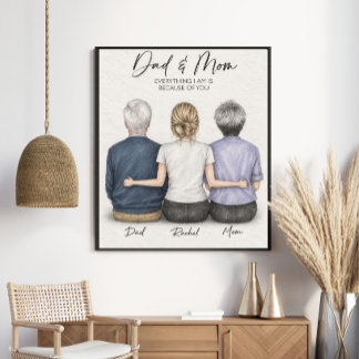 Personalisierte Eltern-Familien-Bleistiftkunst Poster