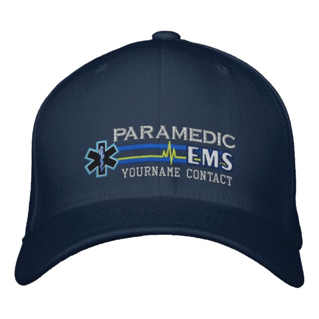 Personalisierte EMS Paramedic Star of Life Bestickte Kappe (Vorderseite)