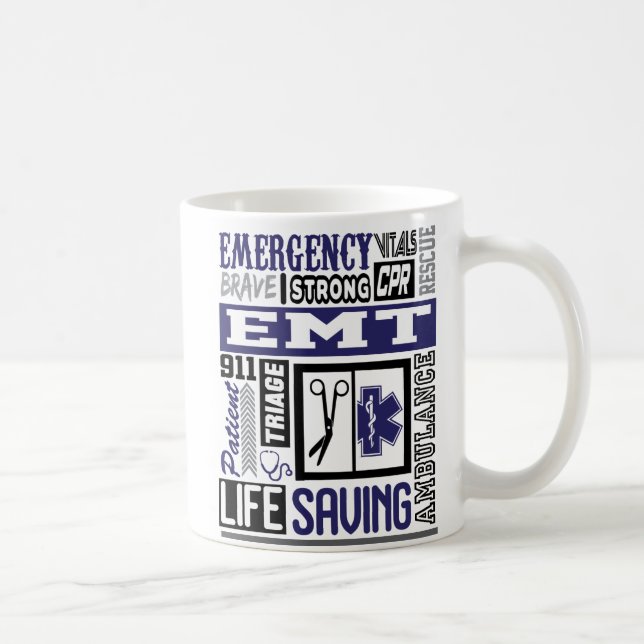 Personalisierte Emt/Ems SymbolS Wörter Kaffeemasch Kaffeetasse (Rechts)
