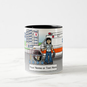 Personalisierte EMT, Paramedic - Cartoon von Fraue Zweifarbige Tasse