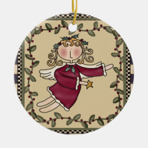Personalisierte Engels-Weihnachtsverzierung Keramikornament
