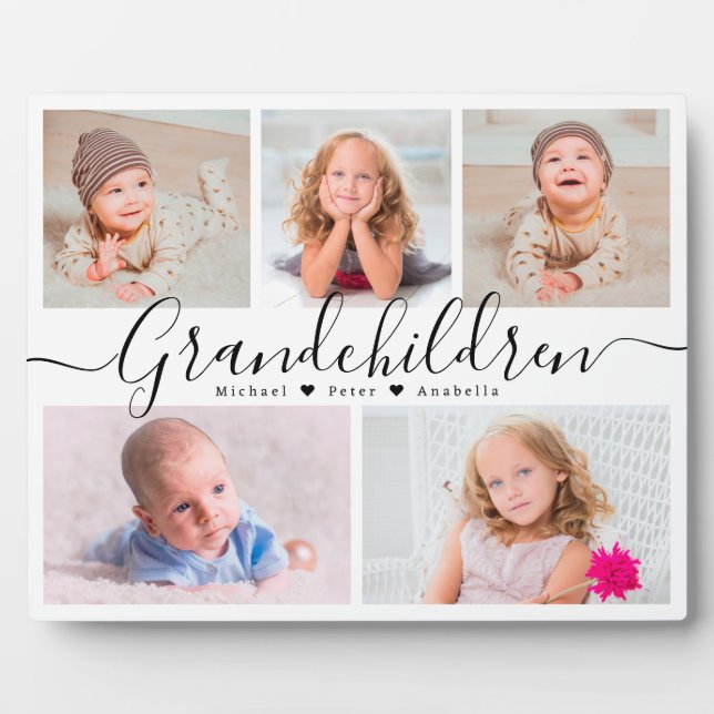 Personalisierte Enkelkinder 5 Foto-Collage Fotoplatte (Vorderseite)