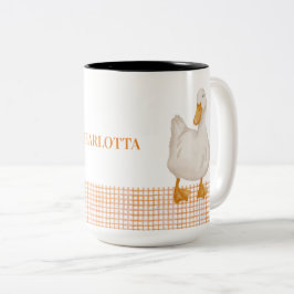 Personalisierte Ente – Süßes Farmtier-Design Zweifarbige Tasse