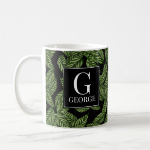 Personalisierte erste Monogramm-Tasse für das Leaf Kaffeetasse