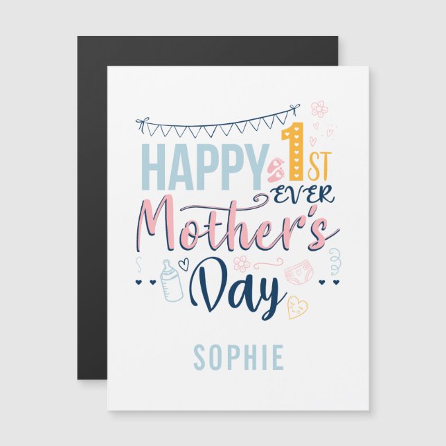 Personalisierte erste Mütter Tag 1 Mama Magnetkarte (Vorne/Hinten)