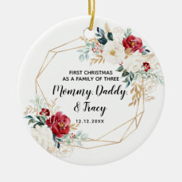 Personalisierte erste Weihnachten als Familie von  Keramik Ornament