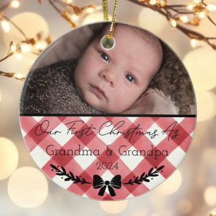 Personalisierte erste Weihnachten als Großeltern F Keramik Ornament